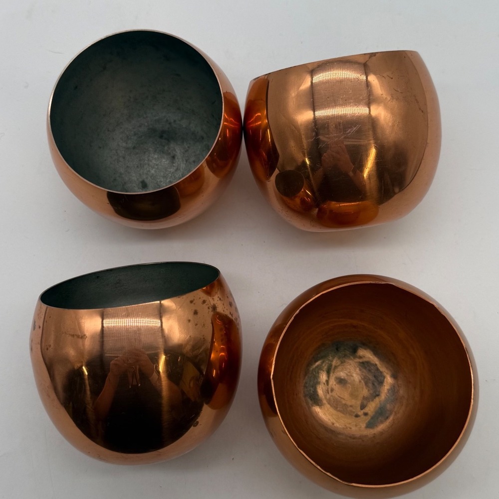 Vintage Coppercraft Guild Copper Cups Set of 4 Round roly poly Barware Tumblers